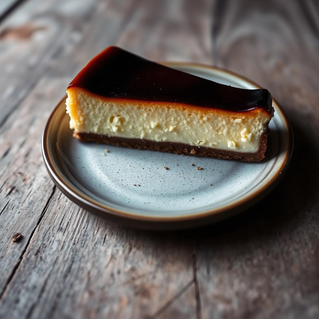 Slice of San Sebastián burnt cheesecake